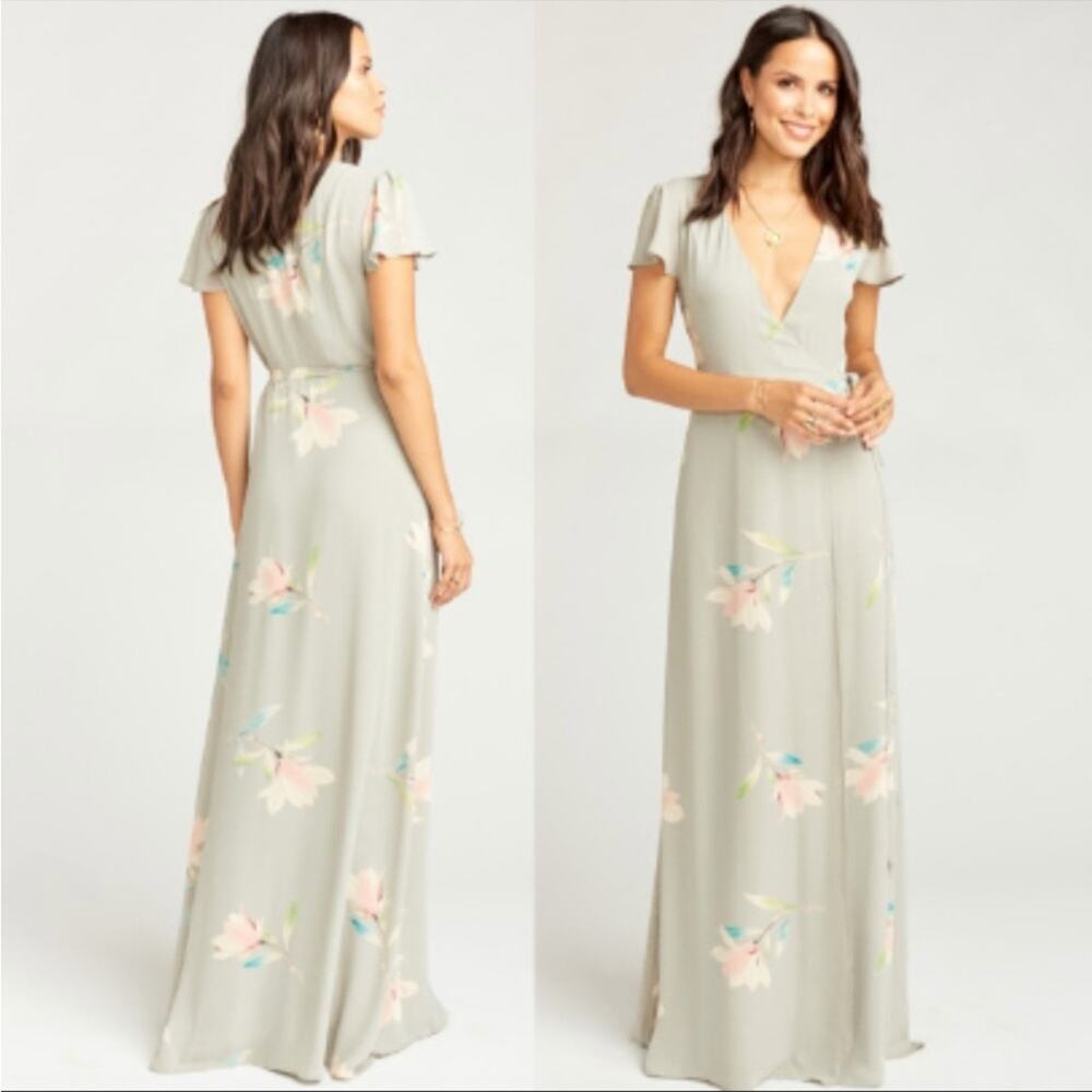 NWT Show Me Your MuMu Noelle Flutter Wrap Dress In Lily Showers Size S‎